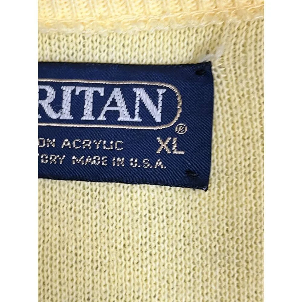 Retro Knit‎ Sweater XL Yellow Preppy Old Money Classic Chic Neutral Minimalist
